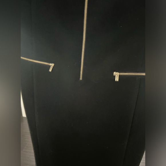 Black Ann Taylor work dress with gold zippers. - Picture 2 of 5